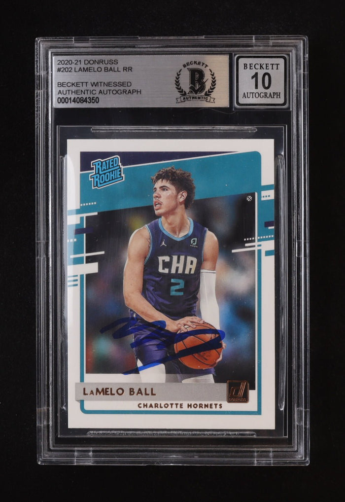 LaMelo Ball 2020 21 Donruss Rookie Card Autographed Beckett