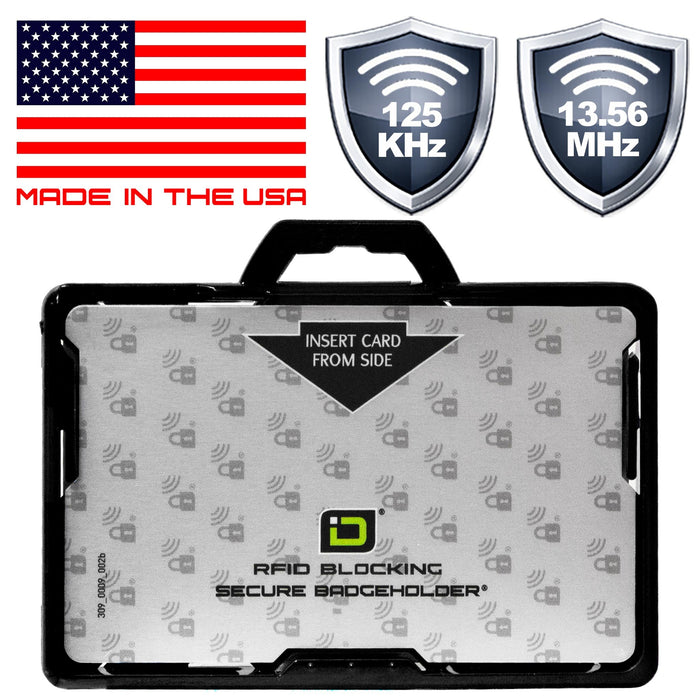 Secure Badge Holder BloxProx ™ Lite LANDSCAPE - Protects 125Khz HID Prox - 1 ID Card Holder