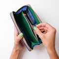 Large Zipper Wallet with Detachable Key Ring - Cobalt Blue