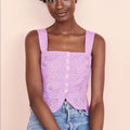 Free People I Want You Babe Electric Bloom Eyelet Tank Top, Sz Medium