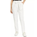 Bar III Belted Windowpane Slim Straight-Leg Pants,Size 14