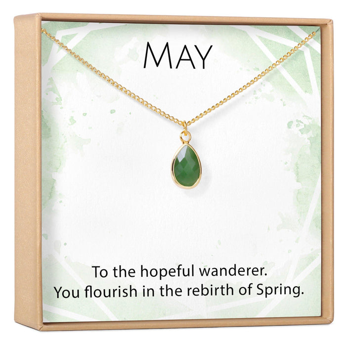 May Birthstone - Emerald Crystal Charm Necklace
