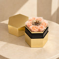 One in a Million™ Mirror Gold Hexagon Box | Peach & Gold Roses