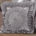 Tache Satin Ruffle Floral Lace Silver Rose Petals Comforter Set (HYZ102)
