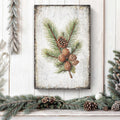 Vintage Winter Pine Cone Christmas Wall Art IV