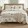Tache Geometric Cubic Squares Ivory Scalloped Retro Cotton Quilt Bedspread Set (DSW009)