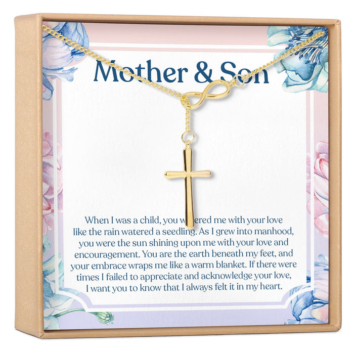 Mother and Son Infinity Cross  Necklace