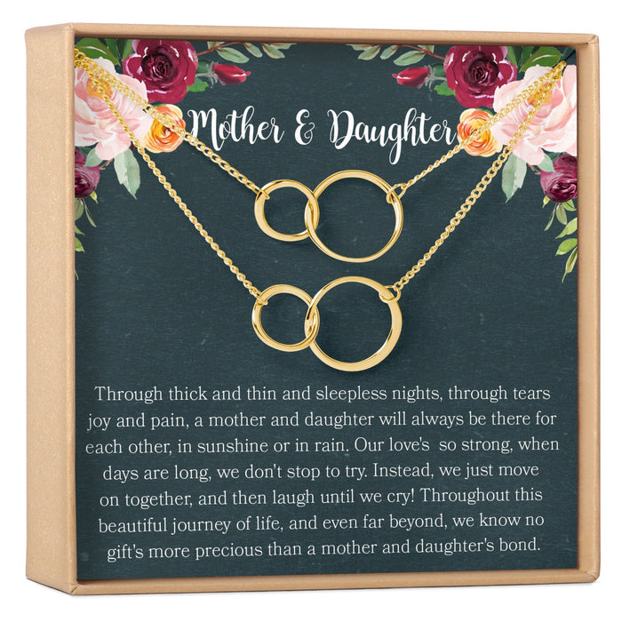 Mother & Daughter Double Circles Necklace Set
