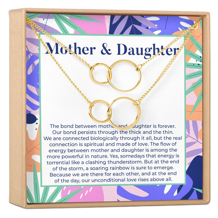 Mother & Daughter Double Circles Necklace Set