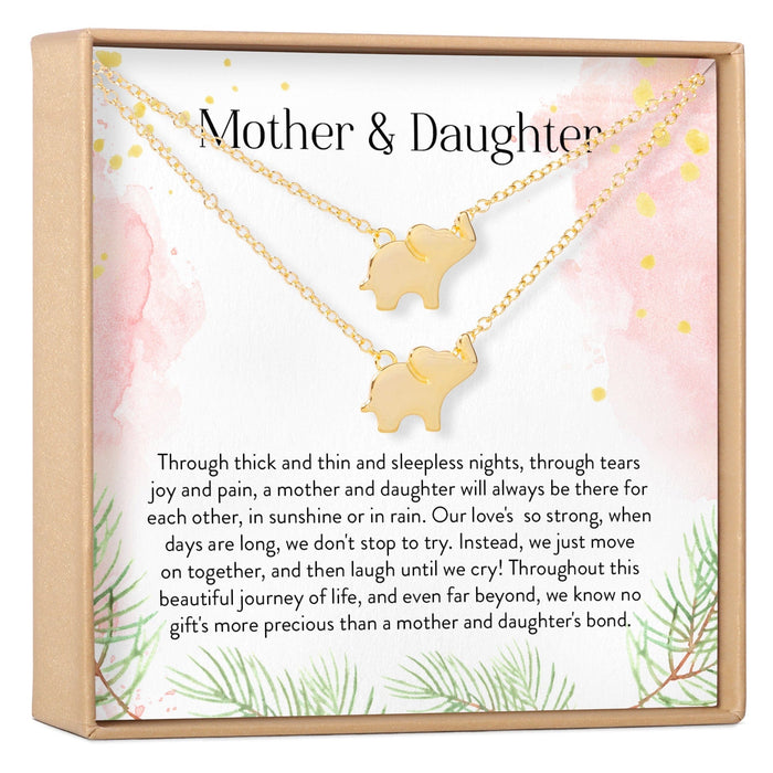 Mother & Daughter Elephant Necklace Set