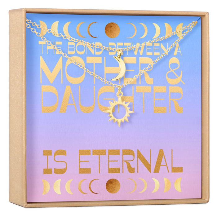 Mother & Daughter Sun and Moon Pendants Necklace Set