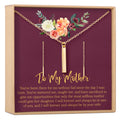 Mother Gold Bar Earring Threader and Necklace Jewelry Set