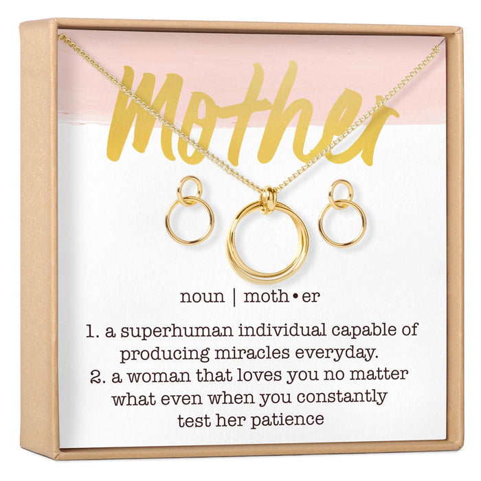 Mother Linked Circles Earring and Necklace Jewelry Set