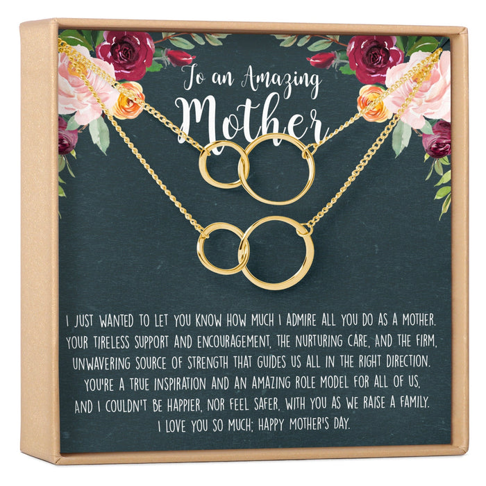 Mother's Day Gift From Husband Double Circles Necklace Set