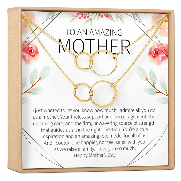 Mother's Day Gift From Husband Double Circles Necklace Set