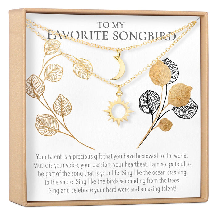 Musician Sun and Moon Pendants Necklace Set