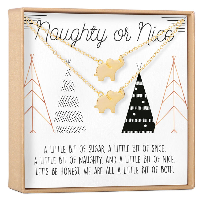 Naughty and Nice Set of 2 Elephant Necklace Set