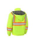 Kiwi High Visibility Hooded & Sherpa Lined ANSI/ISEA 107-2020, Type R, Class 3 Contrast Trimmed Water Resistant Neon Safety Jacket [71100]