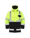 Kiwi High Visibility Hooded & Quilt Lined ANSI/ISEA 107-2020, Type R, Class 3 Two Tone Water Resistant Neon Safety Jacket [71300]