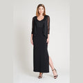 Connected NINA Black Eyelash Metallic floor-length dress, Size 6