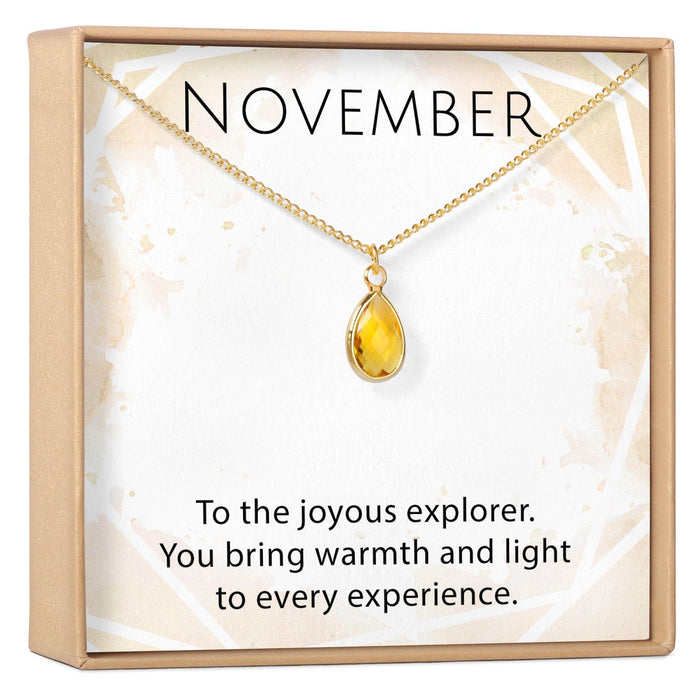 November Birthstone / Topaz Crystal Charm Necklace