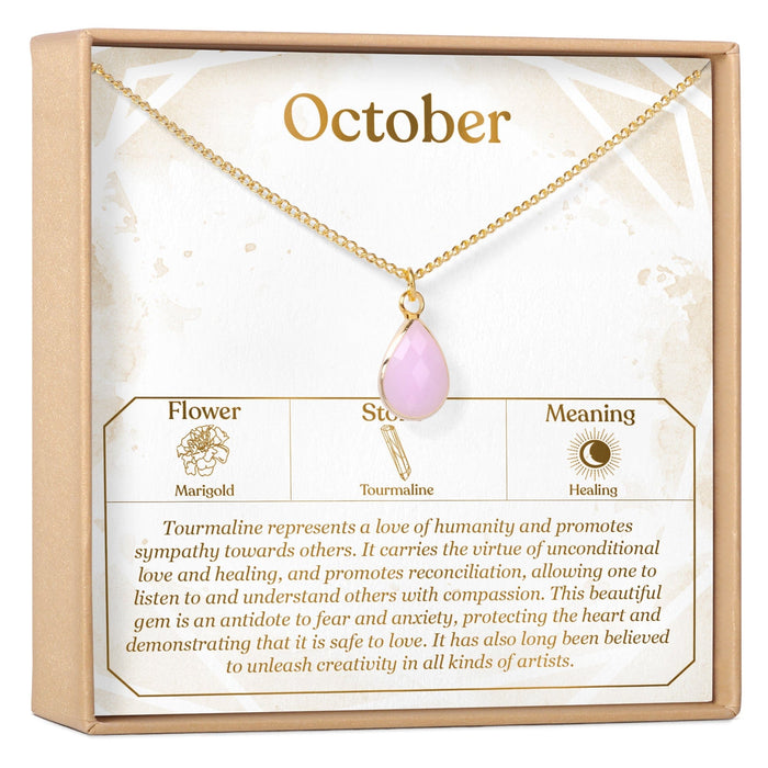 October Birthday Tourmaline Birthstone Necklace