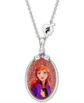Disney Crystal Frozen Elsa Anna Pendant Necklace in Sterling Silver