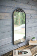 Kalalou Rectangle Metal Mirror With Flower Details 17.5''W x 1''D x 31.5''H