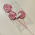 Red & White Christmas Lollipop Candy Cane Floral Spray Ornament