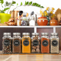 24 Pcs Glass Spice Jars with Labels - 4oz Empty Square, Airtight Metal Caps