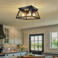 4-Light Flush Mount Ceiling Light, Black Industrial Close, Dimensions Not Included, Bulb Not Included