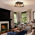 4-Light Flush Mount Ceiling Light, Black Industrial Close, Dimensions Not Included, Bulb Not Included
