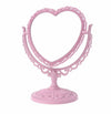 1 Pack Simple and Lovely Heart-Shaped Cosmetic Mirror Plastic Double-Sided Pink