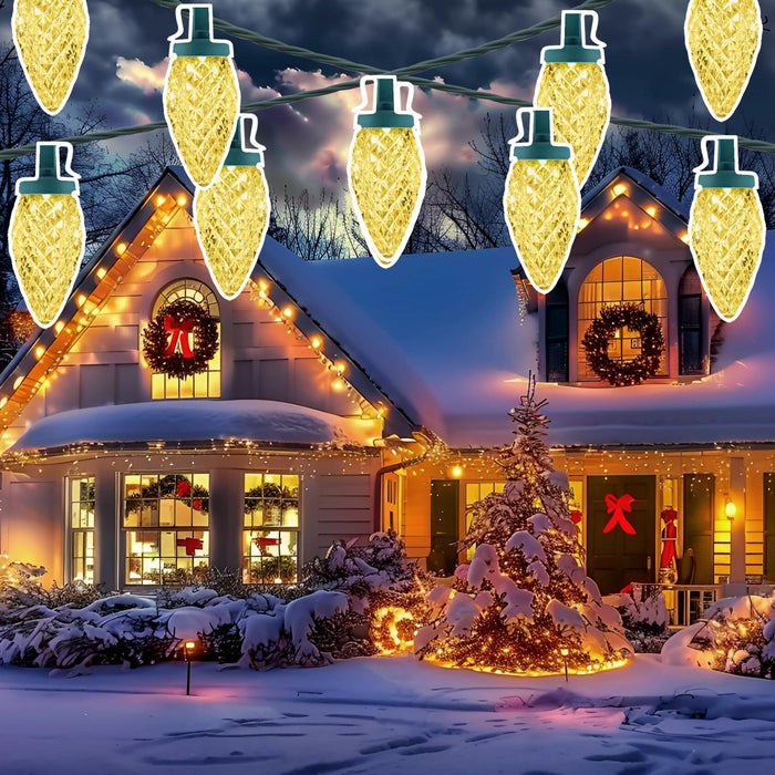 C9 LED Christmas Lights Outdoor 50 LED 32FT Warm White Plug-in Strand