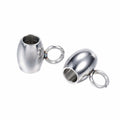 DanLingJewelry 100Pcs Stainless Steel Oval Bail Beads Silver 7x5x4mm Hole 2mm