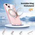 JASBON iPhone 15 Case 6.1 Clear Magnetic Kickstand 360° Rotatable Shockproof