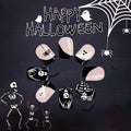24Pcs French Tip Press On Nails Short Square Ghost Spider Halloween Design