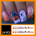 RIICFDD 24 Pcs Medium Square French Tip Press On Nails Acrylic Glossy Set