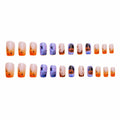 RIICFDD 24 Pcs Medium Square French Tip Press On Nails Acrylic Glossy Set