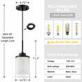 CJY CHENJINYAN 2 Pack 4.3" Black Pendant Light Fixture Frosted Glass