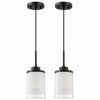 CJY CHENJINYAN 2 Pack 4.3" Black Pendant Light Fixture Frosted Glass