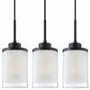 Doraimy 3-Pack 3.9" Grey Glass Pendant Lights Black Finish Modern Farmhouse
