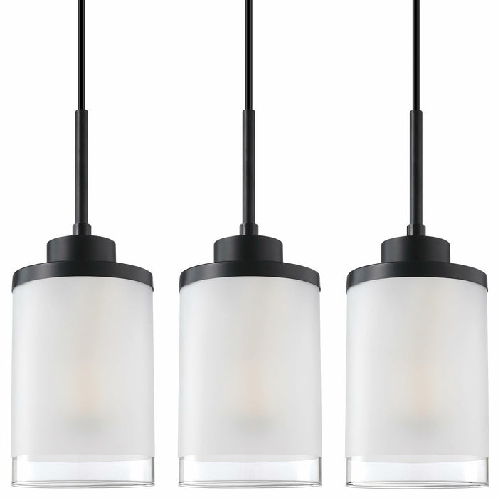 Doraimy 3-Pack 3.9" Grey Glass Pendant Lights Black Finish Modern Farmhouse