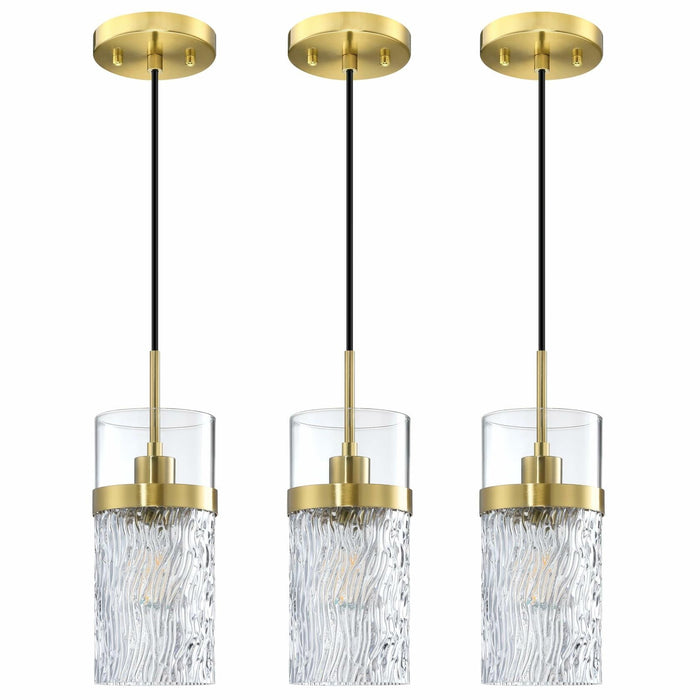 SEENMING HOUSE 3 Pack Kitchen Island Pendant Light Clear Glass Bronze Finish