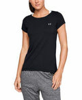Under Armour HeatGear Athletic Fit Shirt Women Black Metallic Silver Size XS