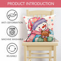 Fjfz Set of 4 Christmas Snowman Santa Pillow Covers 16x16 Plaid Polka Dot