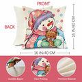 Fjfz Set of 4 Christmas Snowman Santa Pillow Covers 16x16 Plaid Polka Dot