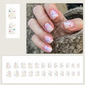 RIICFDD 24pcs Short Square Press On Nails Nude Pink Floral Glossy Style 18