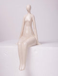 NENBOLEC Woman Statue Figurine White Ceramic 7.1 inch Modern Decor Yoga Gift