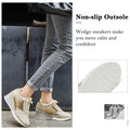 Gold High Heel Wedge Sneakers SM1-GOLD-6.5A Women Lace Up New